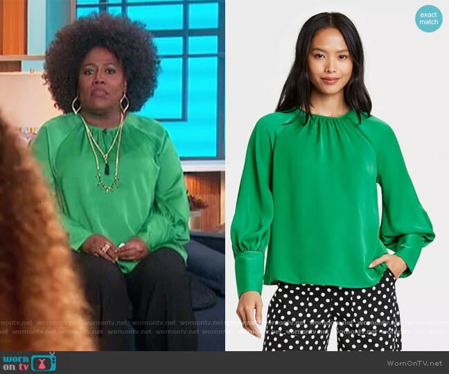 Target Balloon Long Sleeve High Cuff Blouse worn by Sheryl Underwood on The Talk