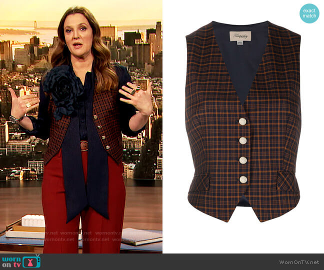 Temperley London Ingenue Tailored Waistcoat worn by Drew Barrymore on The Drew Barrymore Show