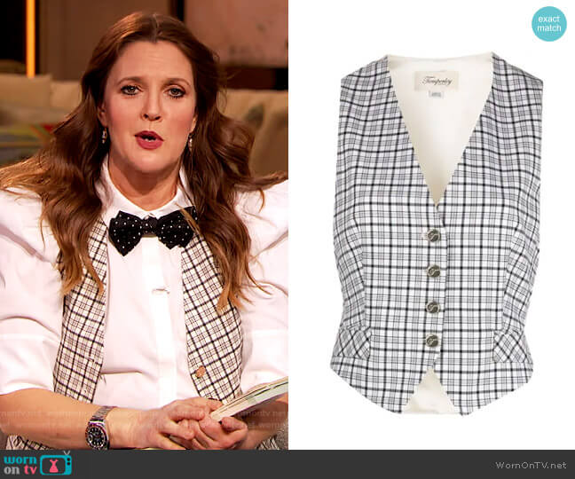 Temperley London Ingenue tailored waistcoat worn by Drew Barrymore on The Drew Barrymore Show