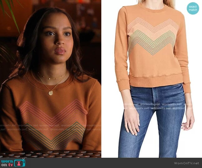 Mother The 3/4 Sleeve Koozie Sweatshirt worn by May Grant (Corinne Massiah) on 9-1-1