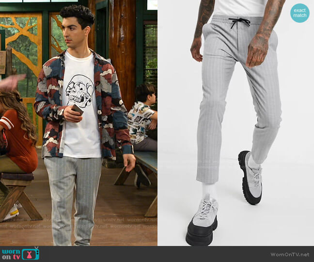 Topman Smart Pants in Gray Stripe