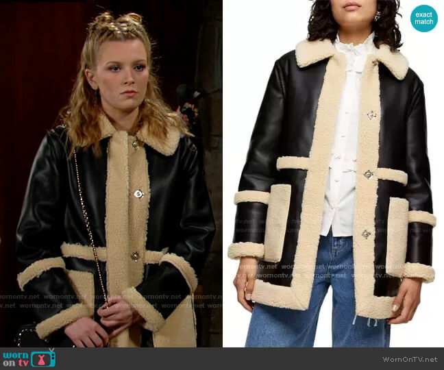 Topshop Raven Reversible Faux Shearling Coat worn by Jordan (Madison Thompson) on The Young and the Restless