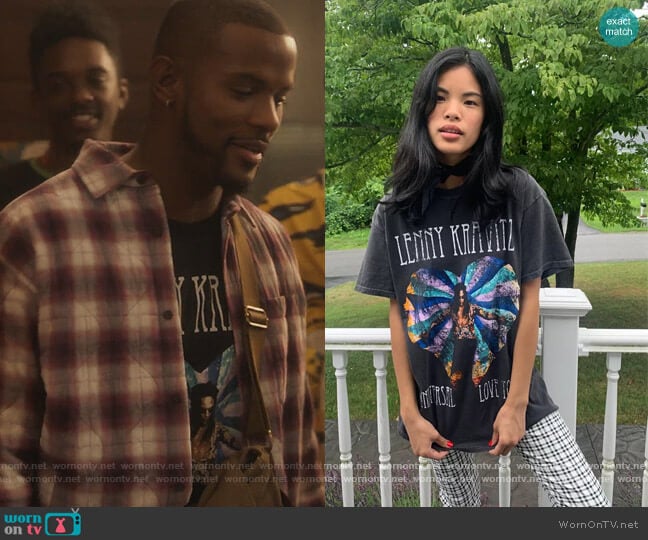Urban Outfitters Lenny Kravitz Tour Tee worn by Aaron Jackson (Trevor Jackson) on Grown-ish