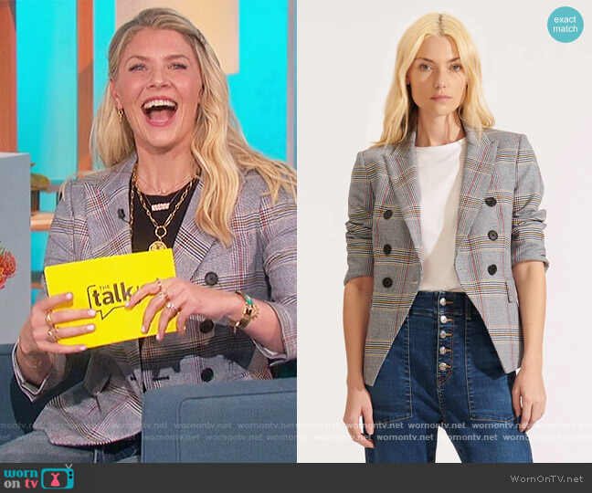 Veronica Beard Empire Plaid Dickey Jacket worn by Amanda Kloots on The Talk