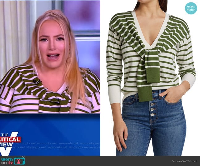 Veronica Beard Leni Tie Stripe Sweater worn by Meghan McCain on The View