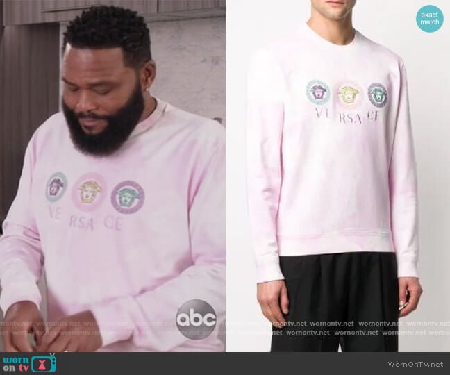 Versace Medusa Embroidery Tie-dye Sweatshirt worn by Andre Johnson (Anthony Anderson) on Black-ish