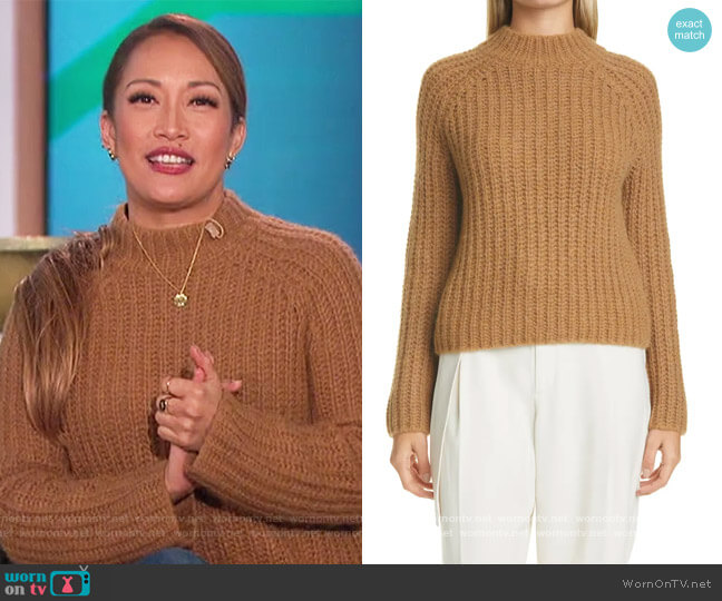 Vince Marled Shaker Stitch Raglan Sleeve Sweater worn by Carrie Inaba on The Talk