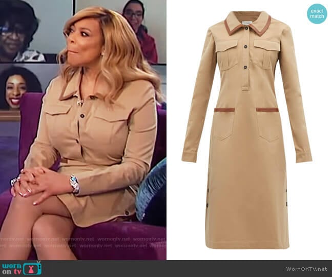 Wales Bonner Leather-trimmed cotton shirtdress worn by Wendy Williams on The Wendy Williams Show