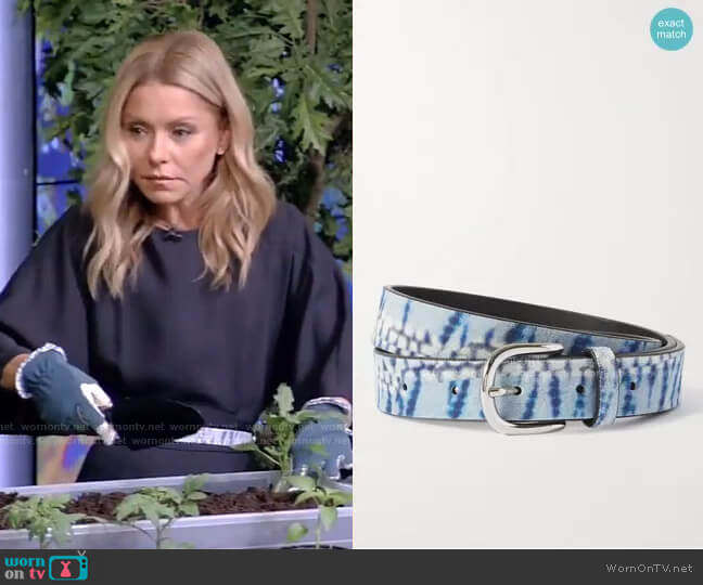 Isabel Marant Zap Tie-Dyed Suede Belt worn by Kelly Ripa on Live with Kelly and Mark