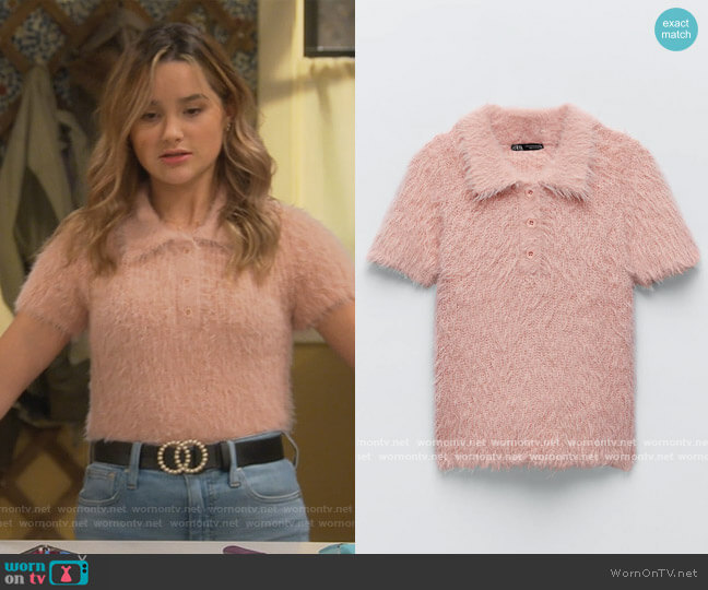 Zara Faux Fur Polo Shirt worn by Lex (Jules LeBlanc) on Side Hustle