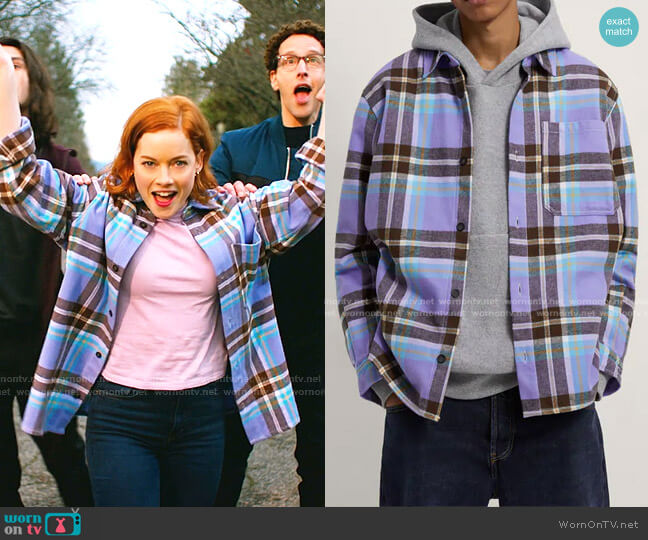 Zara Flannel-Effect Check Overshirt worn by Zoey Clarke (Jane Levy) on Zoeys Extraordinary Playlist