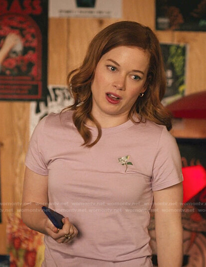 Zoey’s pink floral embroidered tee on Zoeys Extraordinary Playlist