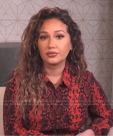 Adrienne’s red snake print dress on The Real