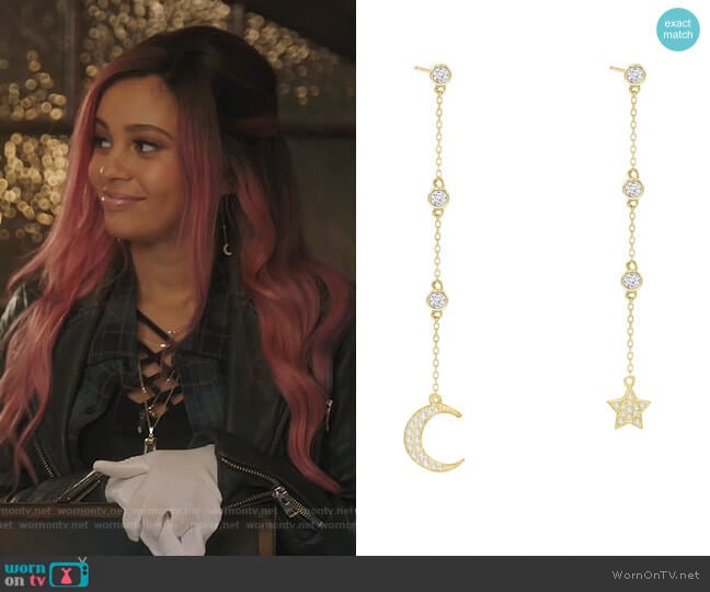 Adina's Jewels Celestial Mismatched Drop Earrings worn by Toni Topaz (Vanessa Morgan) on Riverdale