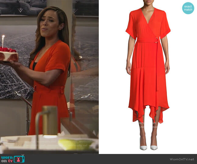 A.L.C. Claire Belted Handkerchief Silk Dress worn by Emily Lopez (Jessica Camacho) on All Rise