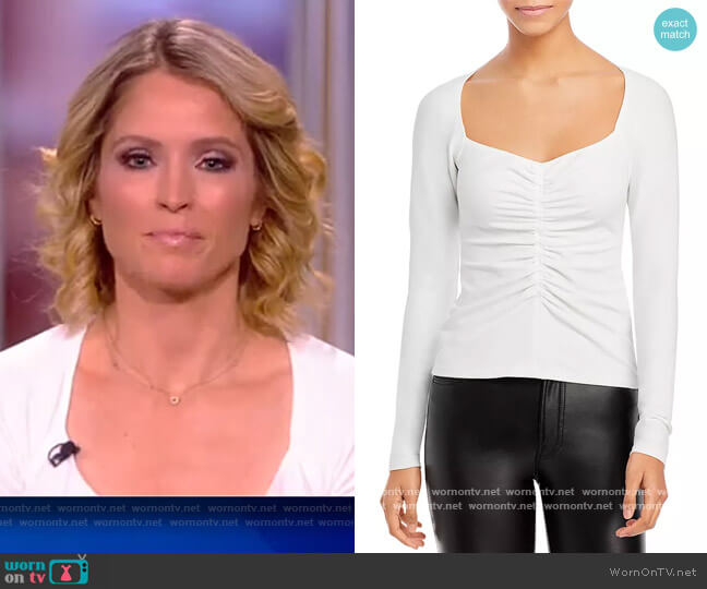 A.L.C. Halley Ruched Long-Sleeve Tee worn by Sara Haines on The View