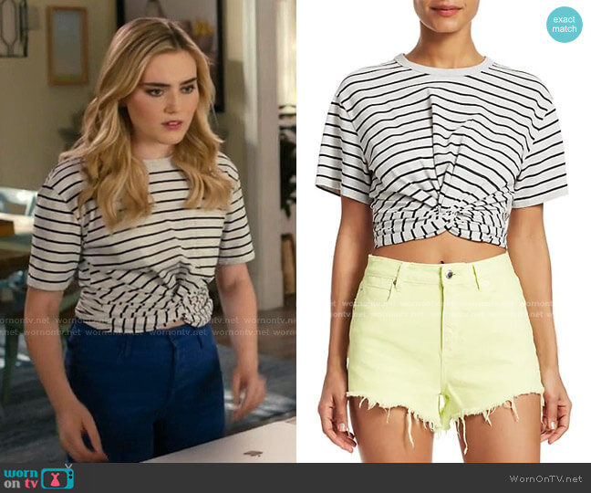 alexanderwang.t Striped Twist Crop T-Shirt worn by Taylor Otto (Meg Donnelly) on American Housewife