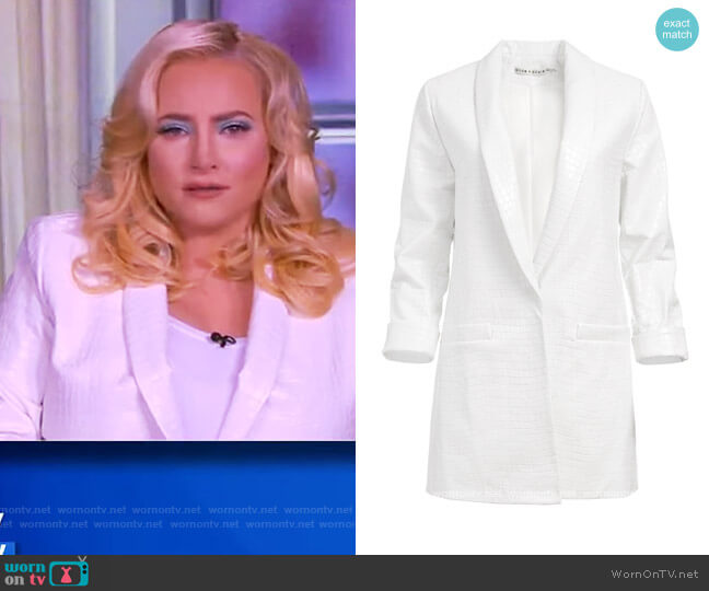 Alice + Olivia Kylie Vegan Leather Shawl Collar Blazer worn by Meghan McCain on The View
