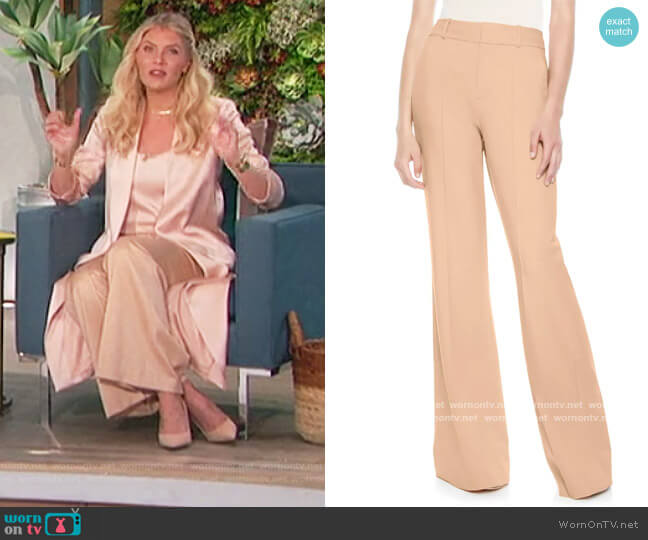 Alice + Olivia Paula Pintuck Slit Hem Wide Leg Wool Blend Pants worn by Amanda Kloots on The Talk