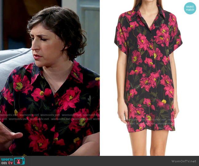 Alice + Olivia Lucette Shirtdress in California Poppy worn by Kat Silver (Mayim Bialik) on Call Me Kat