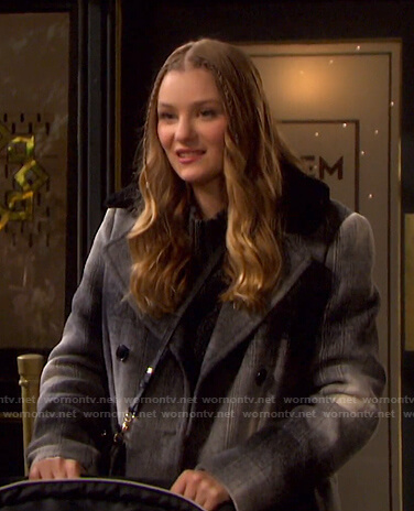Allie’s plaid coat with black fur collar  on Days of our Lives