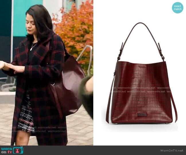 All Saints Polly Croc Embossed Leather North/South Tote worn by Mel Vera (Melonie Diaz) on Charmed