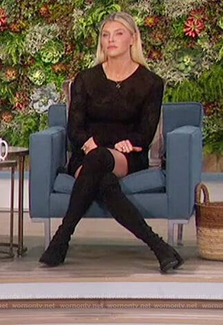Amanda’s black mesh mini dress on The Talk