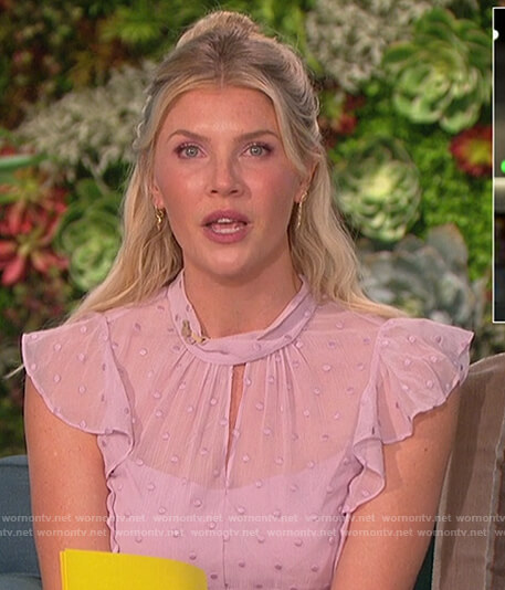 Amanda’s lavenda polka dot sheer dress on The Talk