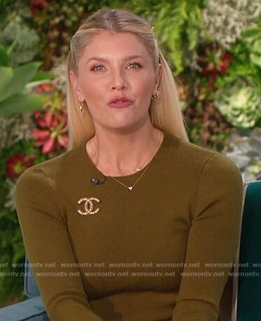 Amanda’s olive sweater and pants on The Talk