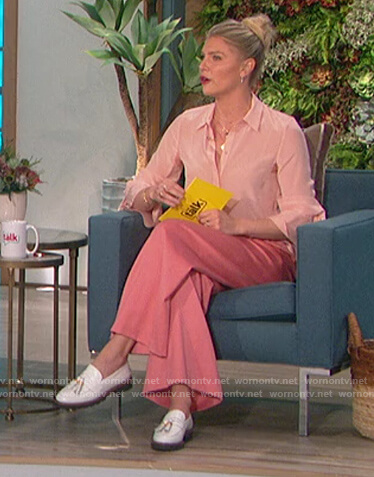 Amanda’s pink tie cuff blouse and pants on The Talk