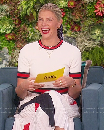 Amanda’s white contrast stripe dress on The Talk