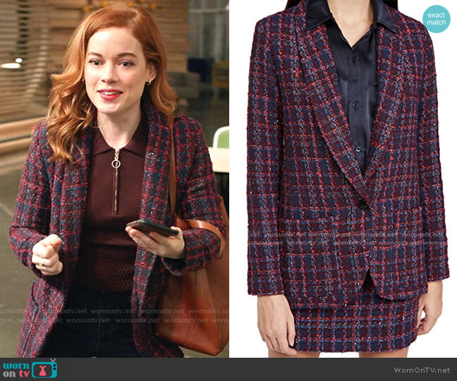 Amanda Uprichard Shawl Collar Blazer worn by Zoey Clarke (Jane Levy) on Zoeys Extraordinary Playlist