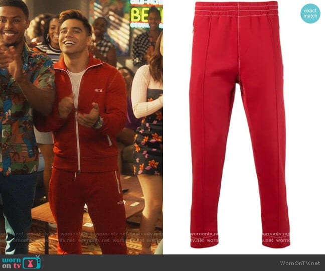 AMI Paris Trackpants worn by Vivek Shah (Jordan Buhat) on Grown-ish