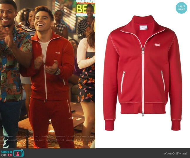 AMI Paris Zipped Sweatshirt worn by Vivek Shah (Jordan Buhat) on Grown-ish