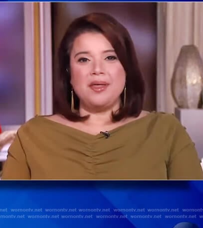 Ana’s green ruched button sleeve blouse on The View
