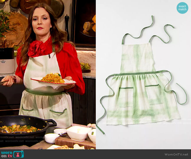 Anthropologie Amie Tie-Dye Apron worn by Drew Barrymore on The Drew Barrymore Show