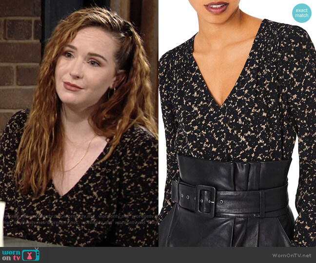 ba&sh Elsa Printed Smocked Top worn by Mariah Copeland (Camryn Grimes) on The Young and the Restless