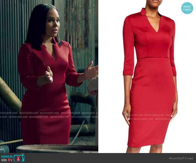 Badgley Mischka V-Neck 3/4-Sleeve Solid Scuba Dress worn by Parker Campbell (Amirah Vann) on Queen Sugar