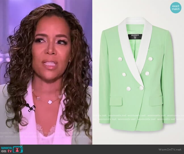Balmain Double-breasted two-tone crepe blazer worn by Sunny Hostin on The View