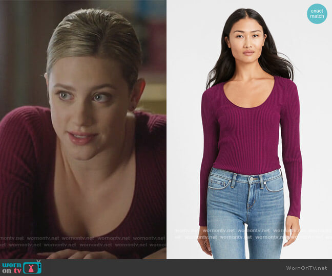 Banana Republic Fitted Scoop-Neck Sweater Top worn by Betty Cooper (Lili Reinhart) on Riverdale