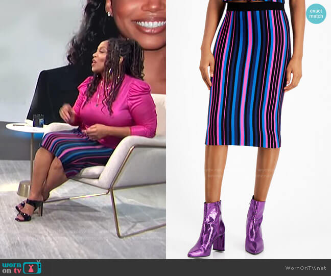 Bar lll Metallic Striped Pencil Skirt worn by Kym Whitley on E! News