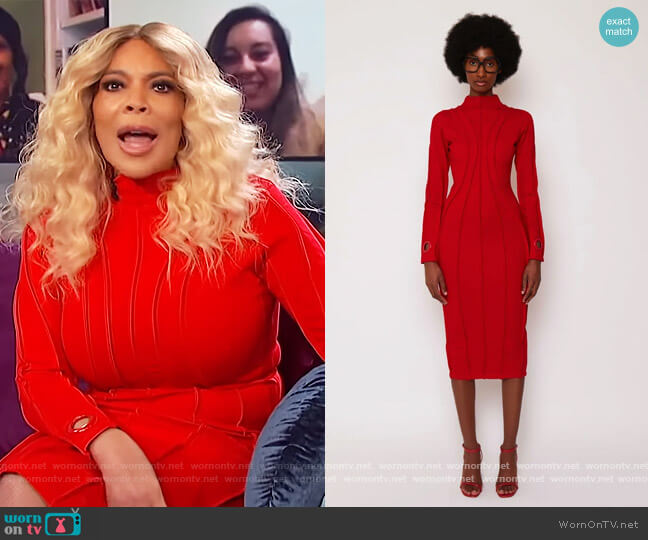 BBX Brand Red Piped Midi Dress worn by Wendy Williams on The Wendy Williams Show