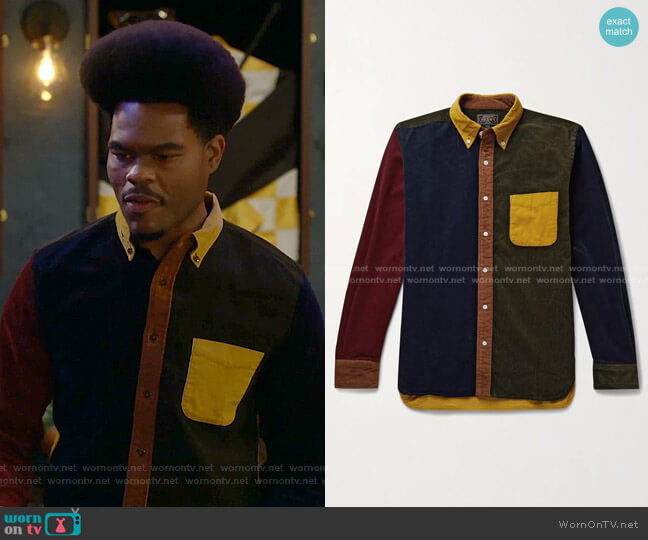 Beams Plus Button-Down Collar Colour-Block Cotton-Corduroy Shirt worn by Carter (Julian Gant) on Call Me Kat