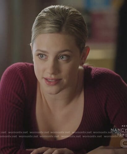 Betty’s burgundy scoop neck sweater on Riverdale