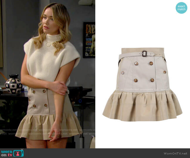 Burberry Suzy Skirt worn by Flo Fulton (Katrina Bowden) on The Bold and the Beautiful