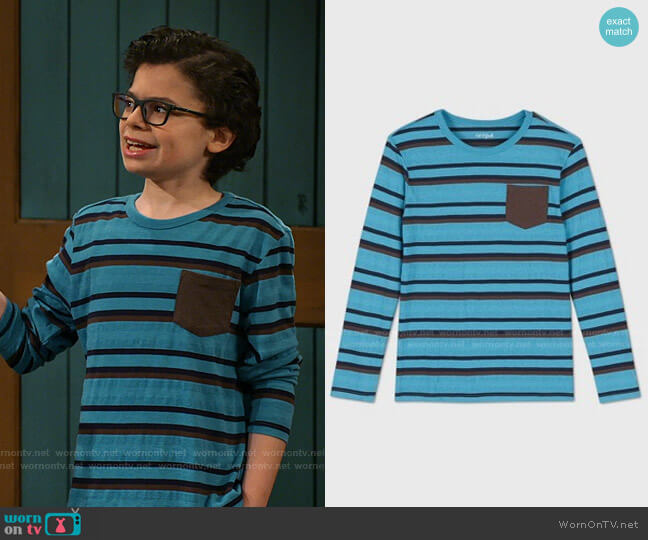 Cat & Jack Striped Long Sleeve T-Shirt worn by Matteo Silva (Raphael Alejandro) on Bunkd