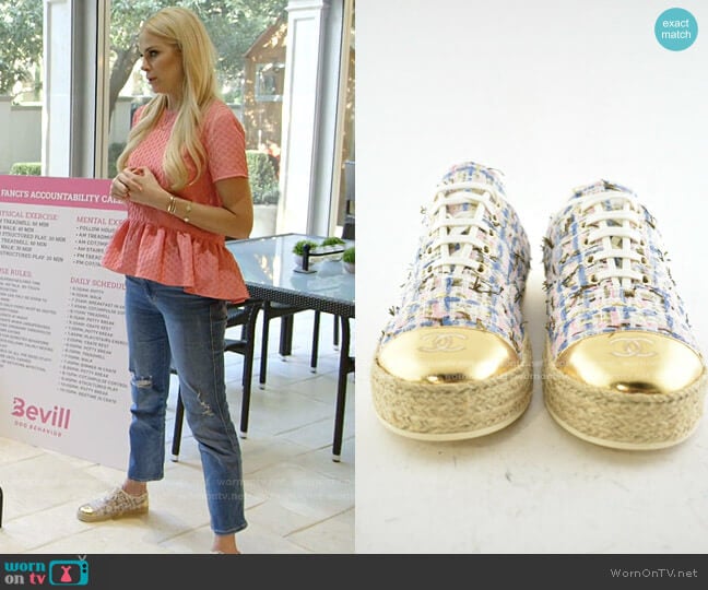 Chanel Tweed Low Cut Sneakers worn by Kameron Westcott on The Real Housewives of Dallas