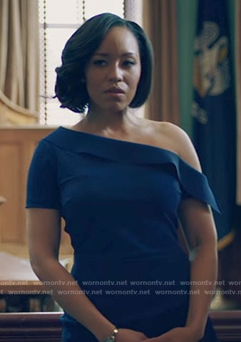 Charley’s blue one-shoulder dress on Queen Sugar