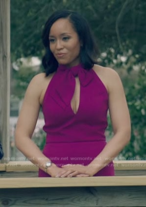 Charley’s magenta purple keyhole dress on Queen Sugar