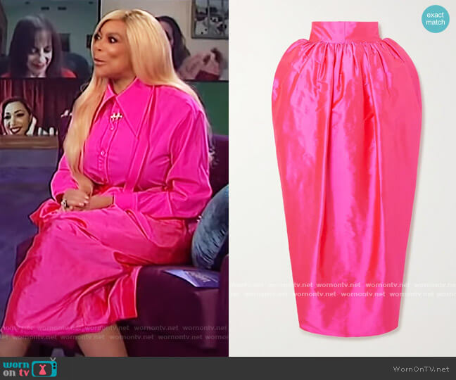 Christopher John Rogers Draped silk-taffeta midi skirt worn by Wendy Williams on The Wendy Williams Show